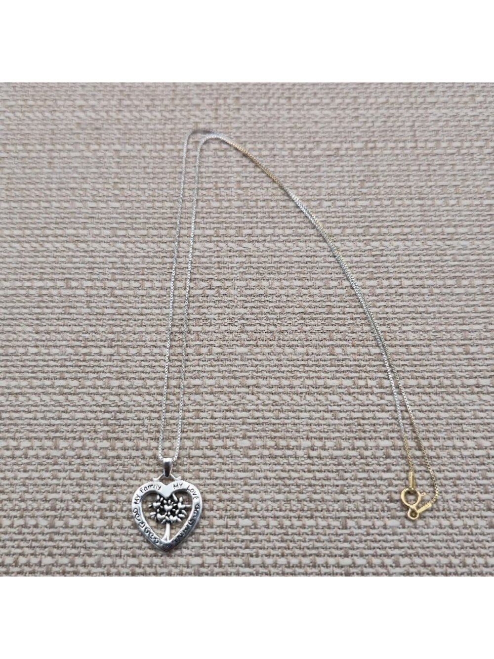 18 Inch Sterling Silver My Family My Love Heart Tree of Life Necklace A7746